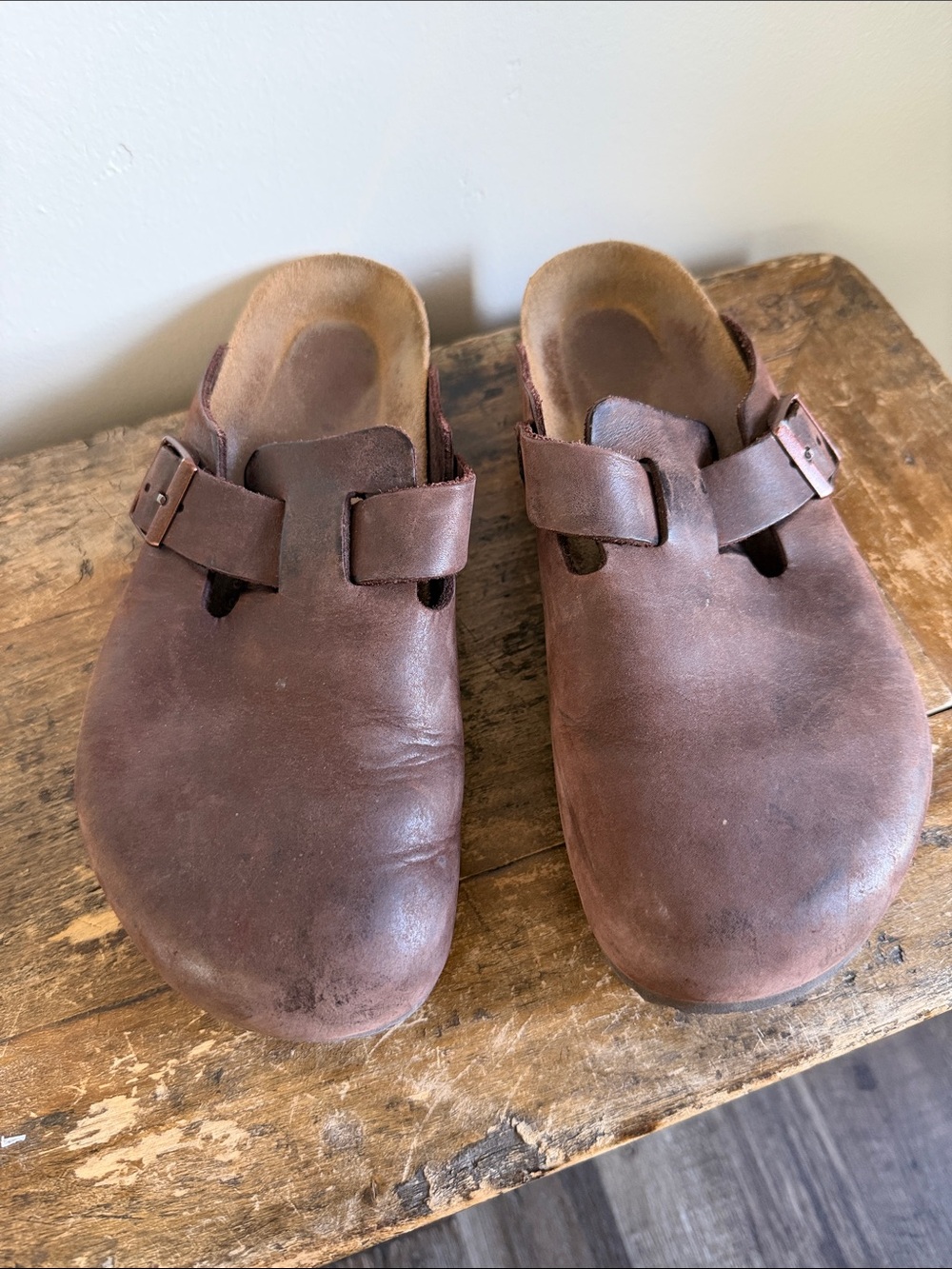 Birkenstock Boston Brown Leather Clog-Style Slip-On Sandal Size 41 wide